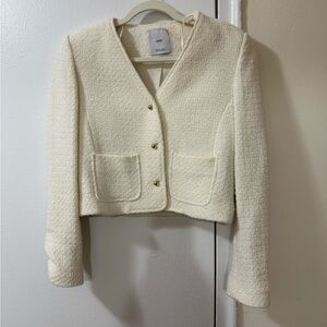 Mango Cropped Cream Blazer
